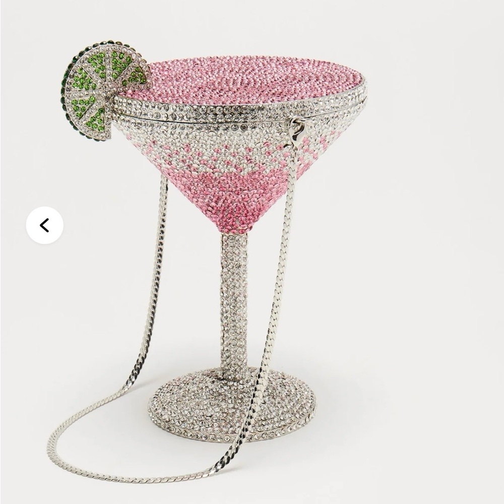 Pink and Silver Crystal Cocktail Clutch